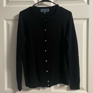 NWOT Karen Scott Black Cardigan with Pearl Buttons